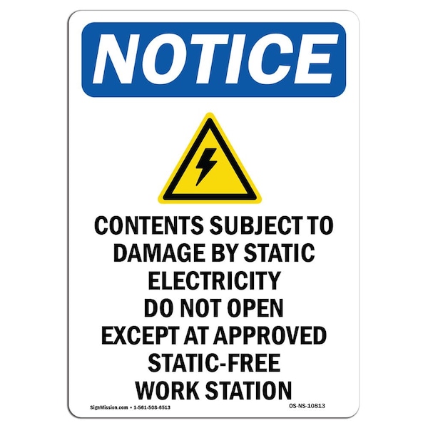 Safety Sign, OSHA Notice, 5" Height, Contents Subject To Sign With Symbol, Portrait, 10PK